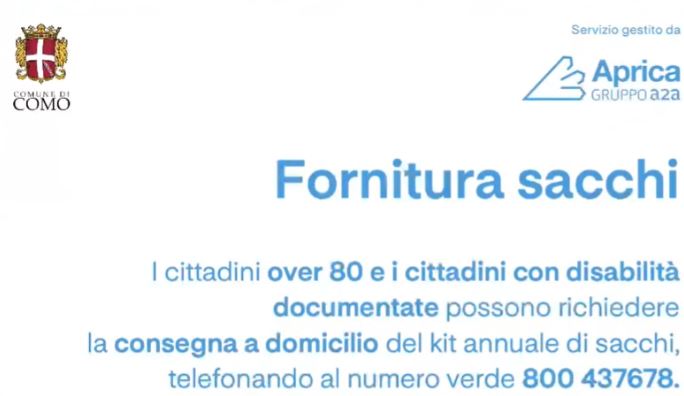 Fornitura sacchi per disabili e anziani - Como - 2026